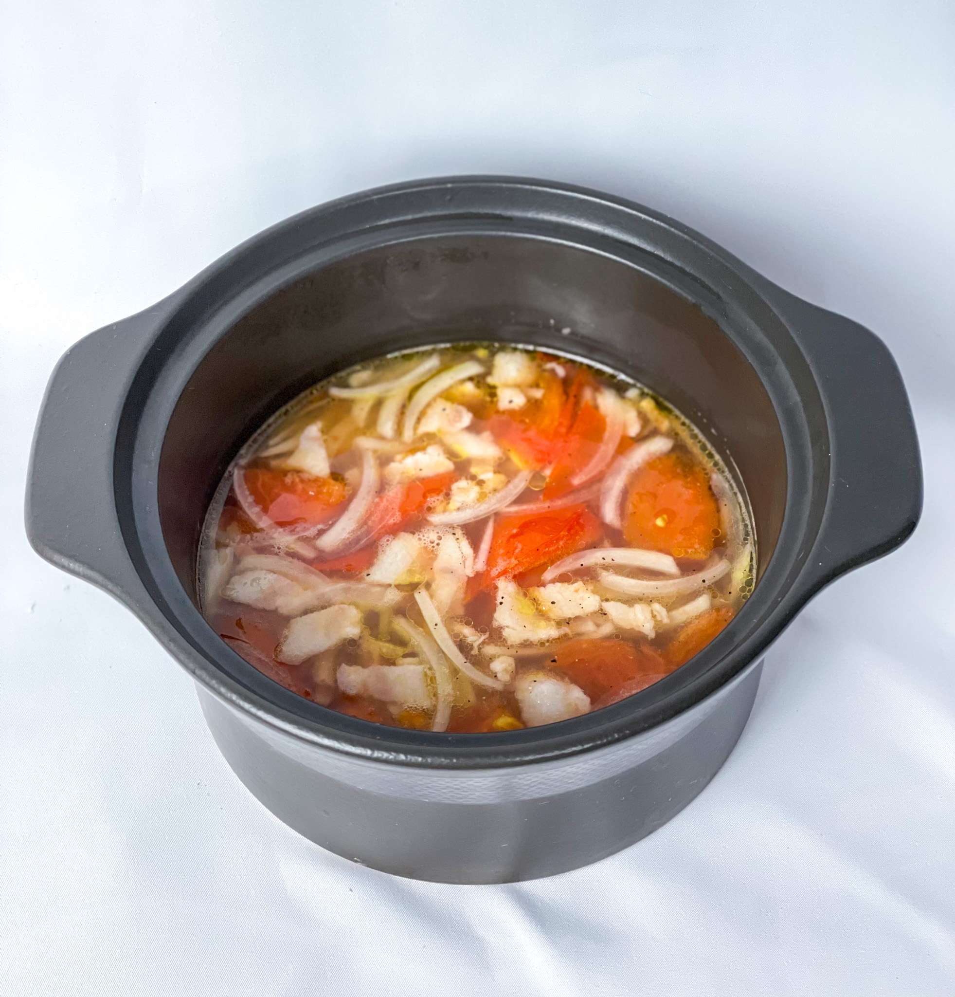 The Microwave Donabe tomato and onion soup